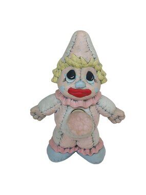 Vintage Clay Dona's Mold Clown with Pom Pom 11" tall